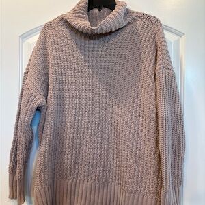 Aerie Oversized Soft Knit Turtleneck Sweater - Light Mauve